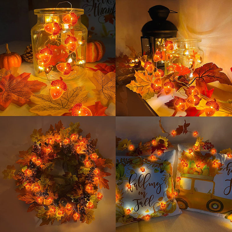 3D Acorn Harvest String Lights