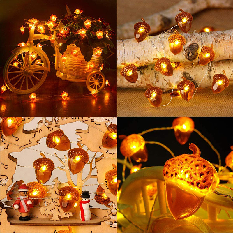 3D Acorn Harvest String Lights