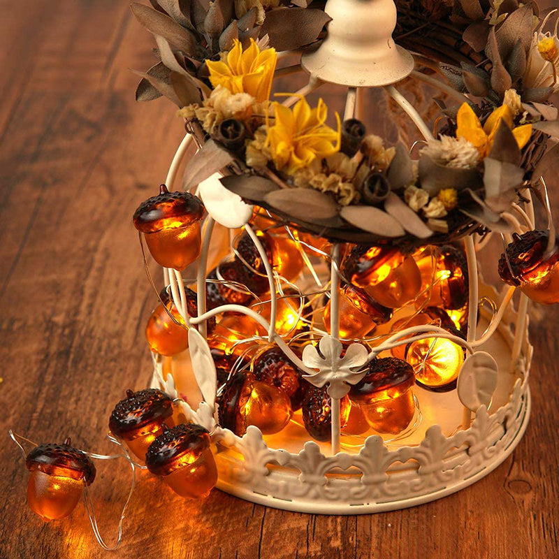 3D Acorn Harvest String Lights