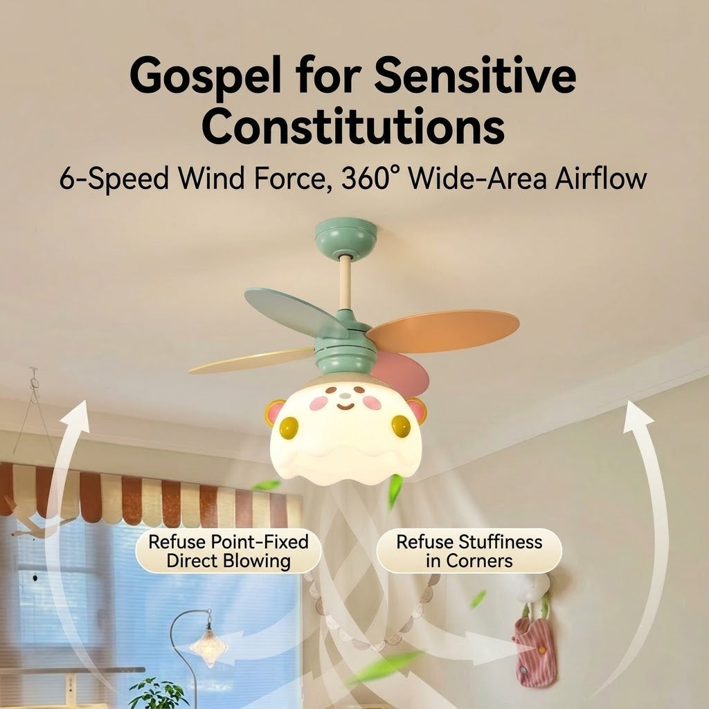 35 Inch Kids Ceiling Fan Light with Full Spectrum LED